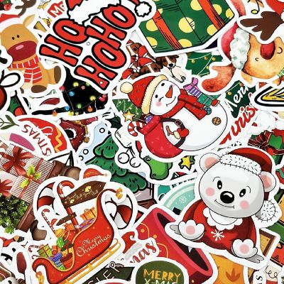 Wrapables Waterproof Vinyl Christmas Stickers for Water Bottles, Laptop 100pcs Image 3