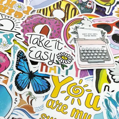 Wrapables Waterproof Vinyl Stickers for Water Bottles, Laptop 100pcs, Good Vibes Image 3
