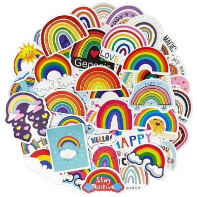 Wrapables Waterproof Vinyl Stickers for Water Bottles, Laptop 100pcs, Rainbows Image 1