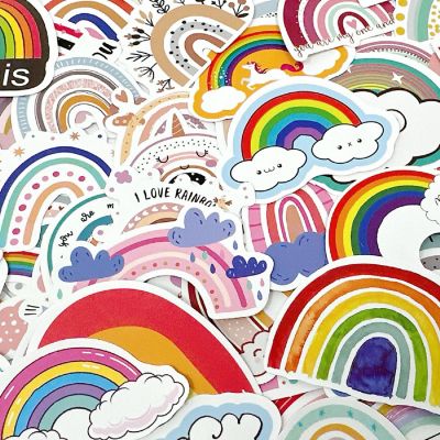 Wrapables Waterproof Vinyl Stickers for Water Bottles, Laptop 100pcs, Rainbows Image 3