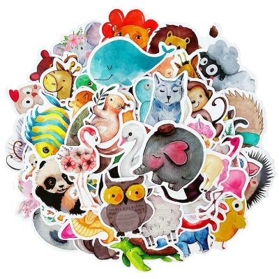 Wrapables Waterproof Vinyl Stickers for Water Bottles, Laptop 80pcs, Cute Animals Image 1