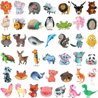 Wrapables Waterproof Vinyl Stickers for Water Bottles, Laptop 80pcs, Cute Animals Image 1
