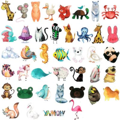 Wrapables Waterproof Vinyl Stickers for Water Bottles, Laptop 80pcs, Cute Animals Image 2