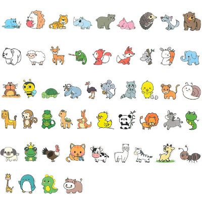 Wrapables Waterproof Vinyl Stickers for Water Bottles, Laptops, 100pcs, Baby Animals Image 2