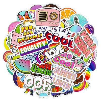 Wrapables Waterproof Vinyl Stickers for Water Bottles, Laptops 100pcs, Be Cool Image 1