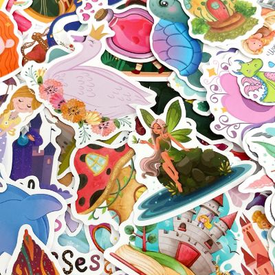Wrapables Waterproof Vinyl Stickers for Water Bottles, Laptops 100pcs, Fantasy Princess Image 3