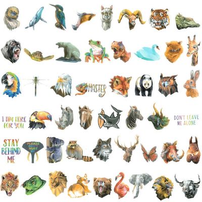 Wrapables Waterproof Vinyl Stickers for Water Bottles, Laptops, 100pcs, Majestic Creatures Image 1