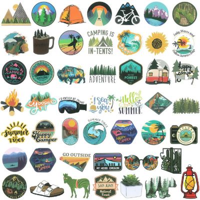 Wrapables Waterproof Vinyl Stickers for Water Bottles, Laptops, 100pcs, Outdoor Adventures Image 1