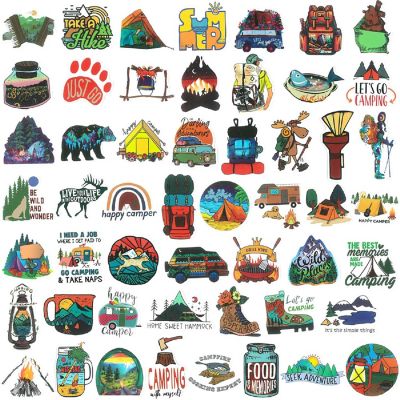 Wrapables Waterproof Vinyl Stickers for Water Bottles, Laptops, 100pcs, Outdoor Adventures Image 2