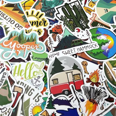 Wrapables Waterproof Vinyl Stickers for Water Bottles, Laptops, 100pcs, Outdoor Adventures Image 3