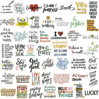 Wrapables Waterproof Vinyl Stickers for Water Bottles, Laptops 100pcs, Quotes Image 2