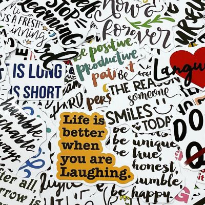 Wrapables Waterproof Vinyl Stickers for Water Bottles, Laptops 100pcs, Quotes Image 3