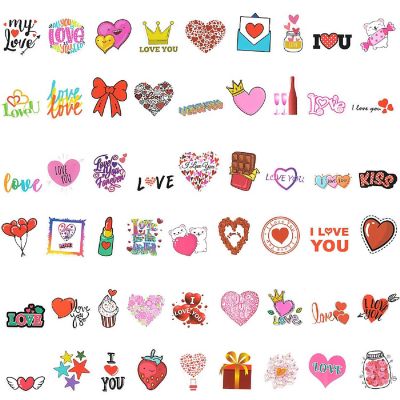 Wrapables Waterproof Vinyl Stickers for Water Bottles, Laptops 100pcs, Valentine Hearts Image 1