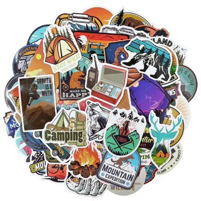 Wrapables Waterproof Vinyl Stickers for Water Bottles, Laptops 80pcs, Mountain Adventures Image 1