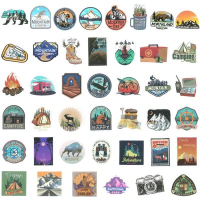 Wrapables Waterproof Vinyl Stickers for Water Bottles, Laptops 80pcs, Mountain Adventures Image 1