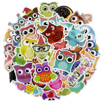 Wrapables Waterproof Vinyl Stickers for Water Bottles, Laptops, 80pcs, Owls Image 1
