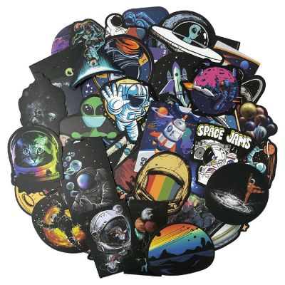 Wrapables Waterproof Vinyl Stickers for Water Bottles, Laptops 80pcs, Space Exploration Image 1