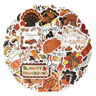 Wrapables Waterproof Vinyl Thanksgiving Stickers for Water Bottles, Laptop 100pcs Image 1