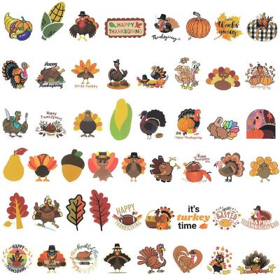 Wrapables Waterproof Vinyl Thanksgiving Stickers for Water Bottles, Laptop 100pcs Image 1
