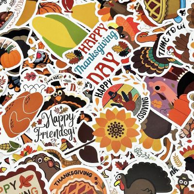 Wrapables Waterproof Vinyl Thanksgiving Stickers for Water Bottles, Laptop 100pcs Image 3