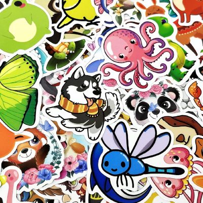 Wrapables Waterproof Vinyl Tiny Animals Stickers for Water Bottles, Laptop 100pcs Image 3
