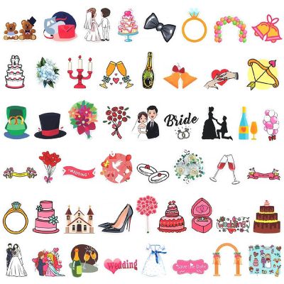 Wrapables Waterproof Vinyl Wedding Stickers for Water Bottles, Laptop 100pcs Image 1