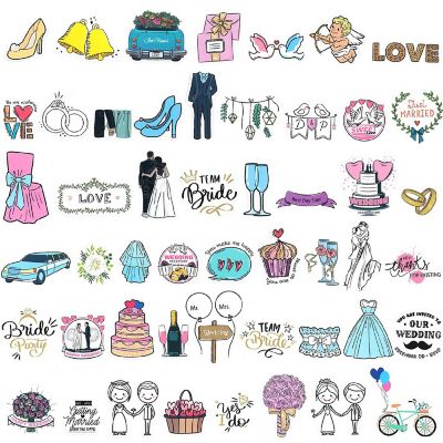 Wrapables Waterproof Vinyl Wedding Stickers for Water Bottles, Laptop 100pcs Image 2