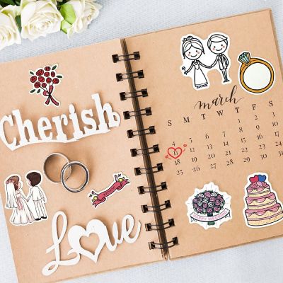 Wrapables Waterproof Vinyl Wedding Stickers for Water Bottles, Laptop 100pcs Image 3