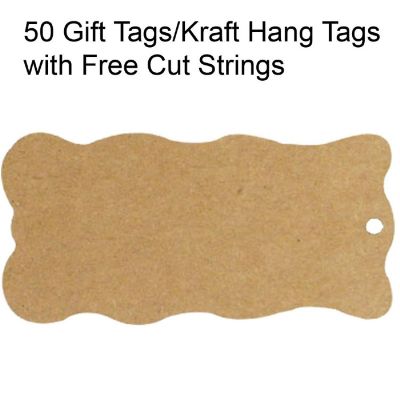 Wrapables Wavy Gift Tags/Kraft Hang Tags with Free Cut Strings, (50pcs) Image 1