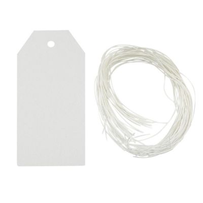 Wrapables White Original Gift Tags/Kraft Hang Tags with Free Cut Strings, (50pcs) Image 1
