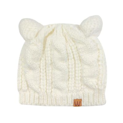 Wrapables Winter Warm Cable Knit Cat Ears Beanie, Cream Image 2