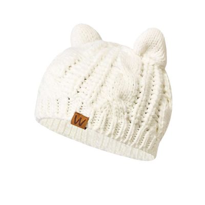 Wrapables Winter Warm Cable Knit Cat Ears Beanie, Cream Image 3