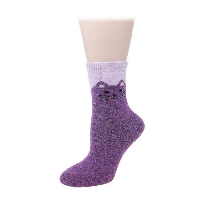 Wrapables Women's Thick Winter Warm Cat Print Wool Socks (Set of 5) Image 2