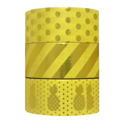 Wrapables Yellow Paradise 10M x 15mm Washi Masking Tape (set of 3) Image 1