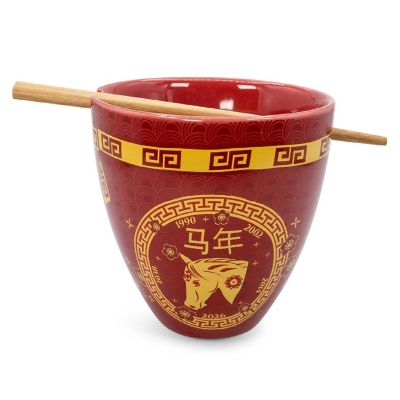 Year Of The Horse Chinese Zodiac 16-Ounce Ramen Bowl and Chopstick Set Image 1