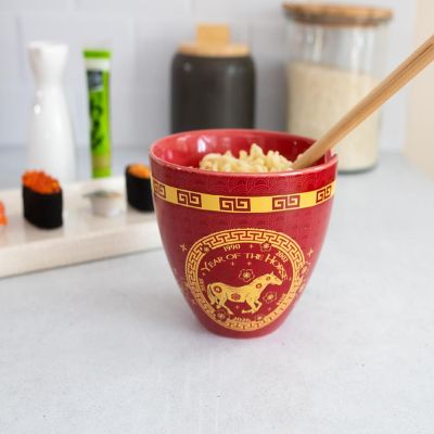 Year Of The Horse Chinese Zodiac 16-Ounce Ramen Bowl and Chopstick Set Image 3