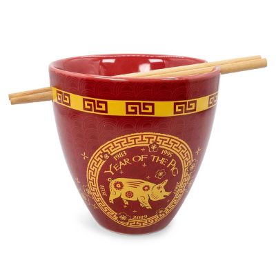 Year Of The Pig Chinese Zodiac 16-Ounce Ramen Bowl and Chopstick Set Image 1