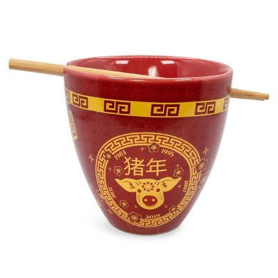 Year Of The Pig Chinese Zodiac 16-Ounce Ramen Bowl and Chopstick Set Image 1