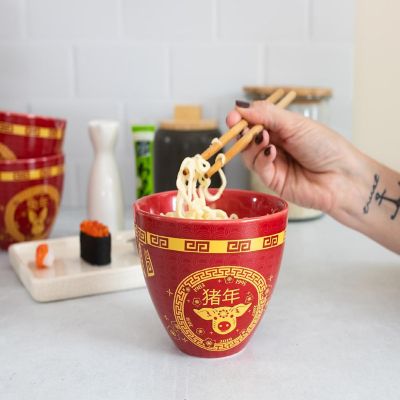 Year Of The Pig Chinese Zodiac 16-Ounce Ramen Bowl and Chopstick Set Image 3