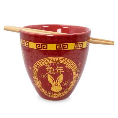 Year Of The Rabbit Chinese Zodiac 16-Ounce Ramen Bowl and Chopstick Set Image 1