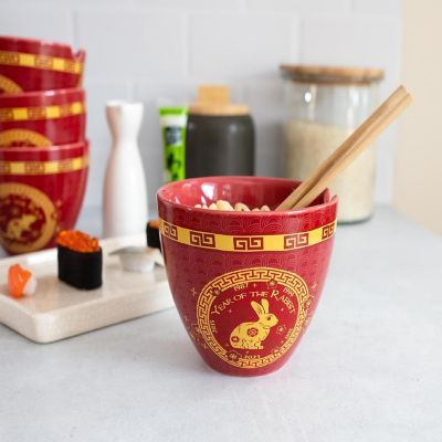 Year Of The Rabbit Chinese Zodiac 16-Ounce Ramen Bowl and Chopstick Set Image 3