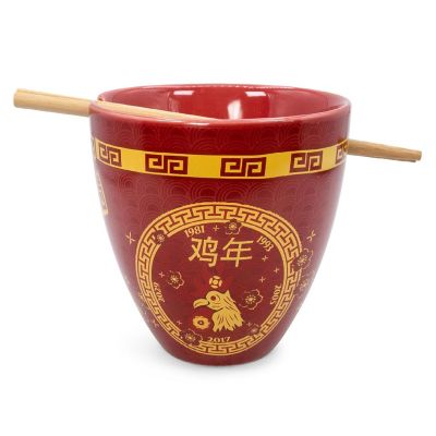 Year Of The Rooster Chinese Zodiac 16-Ounce Ramen Bowl and Chopstick Set Image 1