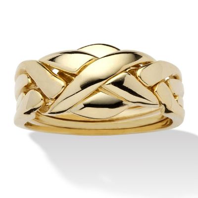 Yellow Gold-Plated Braided Puzzle Ring Size 9 Image 1