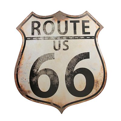 Zeckos Distressed Finish US Route 66 Metal Wall Sign Highway Image 1