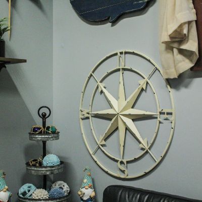 Zeckos Distressed Metal Indoor/Outdoor Nautical Compass Rose Wall D&#195;&#169;cor Hanging 28 Inch Image 3