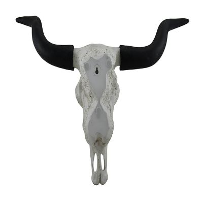 Zeckos Longhorn and Lace Exquisite Black & White Filigree Hand-Painted Design Steer Skull Wall Decor - 27.25 Inches Long - Western Charm Meets Art Deco Elegance Image 2