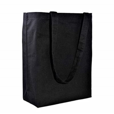 Zenpac- 16x16x5 Inch 2 Pack Black Reusable Cotton Canvas Tote Bags with Shoulder Handles Image 2