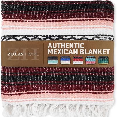 Zulay Home Hand Woven Mexican Blankets (Cherry Pink) Image 1