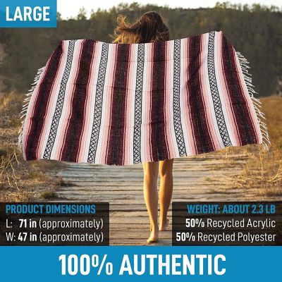 Zulay Home Hand Woven Mexican Blankets (Cherry Pink) Image 2