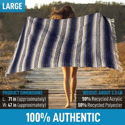 Zulay Home Hand Woven Mexican Blankets (Dark Blue Gray) Image 2